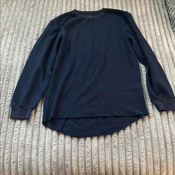 Smith’s Workwear Men’s Navy Long Sleeve Waffle Knit Shirt - Picture 1 of 3